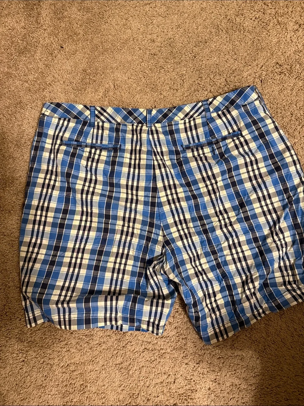 croft & barrow Blue and White Plaid Flat-Front Men's Shorts